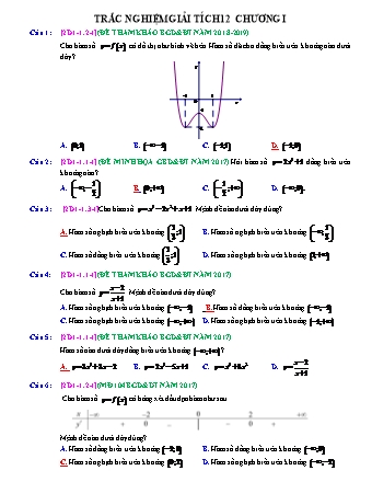 Đề trắc nghiệm ôn tập môn Toán Lớp 12 - Chương I