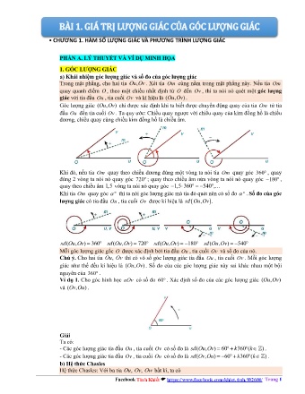 Lý thuyết và bài tập Toán Lớp 11 - Bài 1: Giá trị lượng giác của góc lượng giác