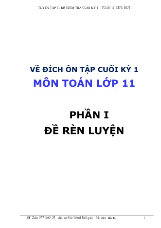 Tuyển tập 11 đề kiểm tra cuối kì 1 môn Toán Lớp 11