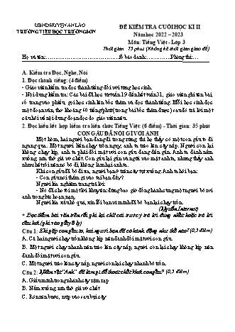 Bài kiểm tra cuối học kì II môn Tiếng Việt 3 - Trường TH Trường Sơn, Huyện An Lão - Năm học 2022-2023 (Hướng dẫn chấm)
