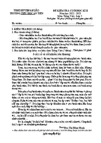 Bài kiểm tra cuối học kì II môn Tiếng Việt 5 - Trường TH An Tiên, Huyện An Lão - Năm học 2022-2023 (Hướng dẫn chấm)