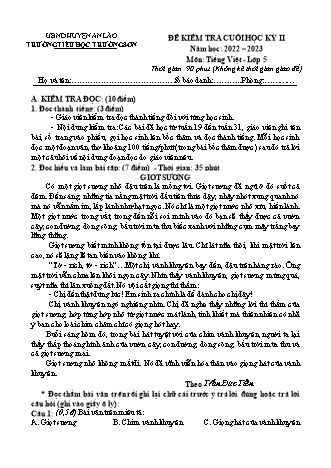 Bài kiểm tra cuối học kì II môn Tiếng Việt 5 - Trường TH Trường Sơn, Huyện An Lão - Năm học 2022-2023 (Hướng dẫn chấm)