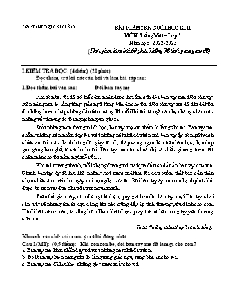 Bài kiểm tra cuối học kì II môn Tiếng Việt Lớp 5 - Huyện An Lão - Năm học 2022-2023