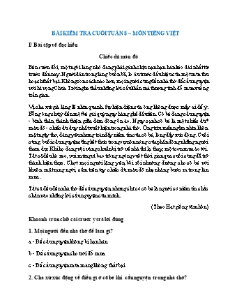 Bài kiểm tra cuối tuần môn Tiếng Việt 4 - Tuần 8