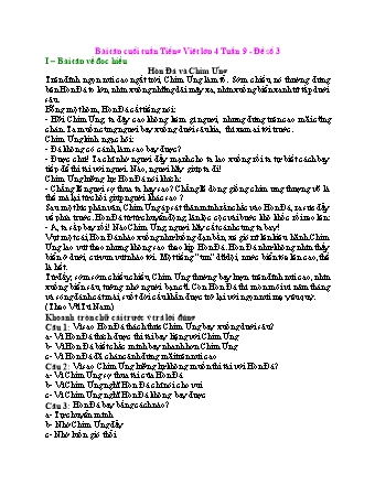 Bài kiểm tra cuối tuần môn Tiếng Việt 4 - Tuần 9 (Đề 3)