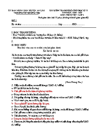 Bài kiểm tra định kì cuối học kì II môn Tiếng Việt 2 - Trường TH Trường Thọ, Huyện An Lão - Năm học 2024-2025 (Đề 2)