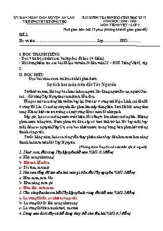Bài kiểm tra định kì cuối học kì II môn Tiếng Việt 2 - Trường TH Trường Thọ, Huyện An Lão - Năm học 2024-2025 (Đề 1)
