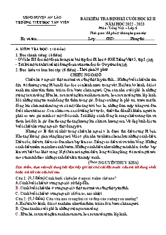 Bài kiểm tra định kì cuối học kì II môn Tiếng Việt 5 - Trường TH Tân Viên, Huyện An Lão - Năm học 2022-2023 (Ma trận + Hướng dẫn chấm)