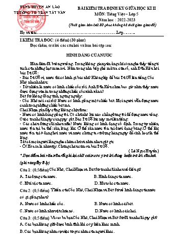 Bài kiểm tra định kì giữa học kì II môn Tiếng Việt 5 - Trường TH Trần Tất Văn, Huyện An Lão - Năm học 2022-2023 (Ma trận + Hướng dẫn chấm)
