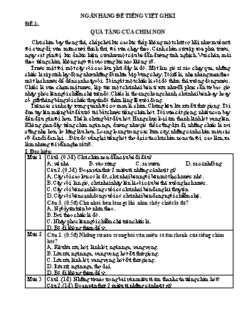 Bộ đề kiểm tra giữa học kì I môn Tiếng Việt 5