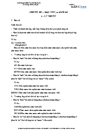 Chuyên đề bồi dưỡng nâng cao Toán 3 - Chuyên đề 1: Đọc viết, so sánh số