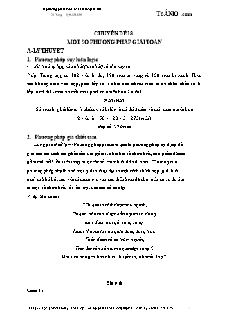 Chuyên đề bồi dưỡng nâng cao Toán 3 - Chuyên đề 18: Một số phương pháp giải toán