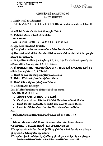 Chuyên đề bồi dưỡng nâng cao Toán 3 - Chuyên đề 4: Cấu tạo số