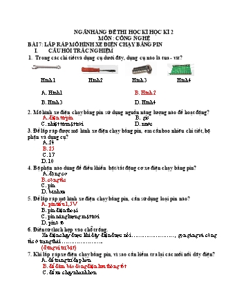Đề cương ôn thi học kì II môn Công Nghệ 5 (Kết nối tri thức)