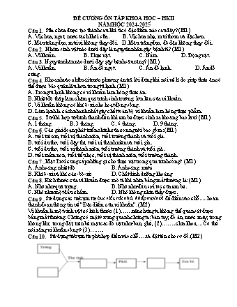 Đề cương ôn thi học kì II môn Khoa Học 5 (Kết nối tri thức) - Năm học 2024-2025 (Có đáp án)