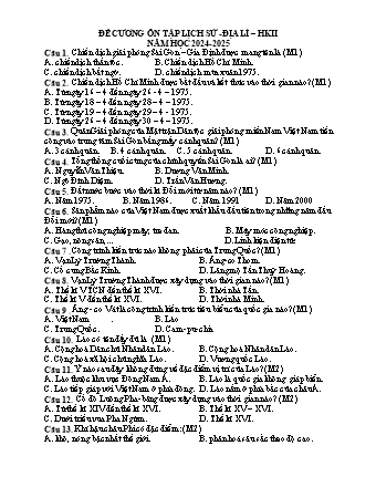 Đề cương ôn thi học kì II môn Lịch sử và Địa lí 5 (Kết nối tri thức) - Năm học 2024-2025 (Có đáp án)