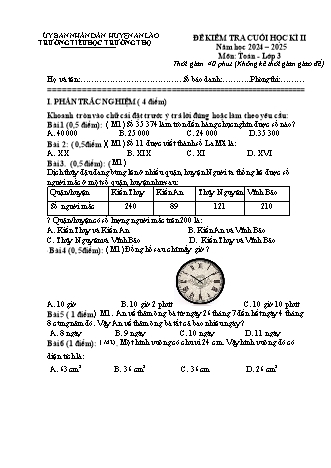 Đề kiểm tra cuối học kì II môn Toán, Tiếng Việt 3 - Trường TH Trường Thọ, Huyện An Lão - Năm học 2024-2025