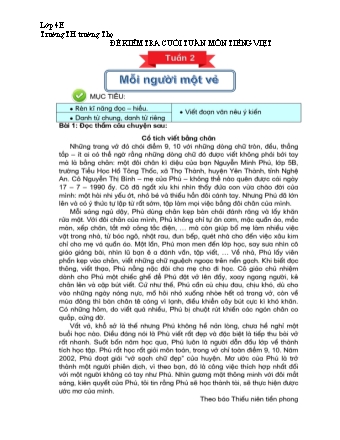 Đề kiểm tra cuối tuần môn Tiếng Việt 4 - Tuần 2 (Trường TH Trường Thọ)