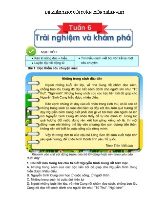 Đề kiểm tra cuối tuần môn Tiếng Việt 4 - Tuần 6 (Trường TH Trường Thọ)