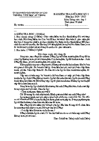 Đề kiểm tra giữa học kì I môn Tiếng Việt 5 - Trường TH An Thắng, Huyện An Lão - Năm học 2024-2025