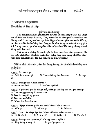 Đề kiểm tra học kì II môn Tiếng Việt 2 (Đề 2)