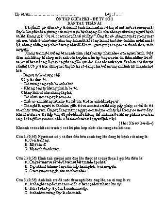 Đề ôn tập giữa học kì I môn Tiếng Việt 5 - Đề số 1 (Có đáp án)