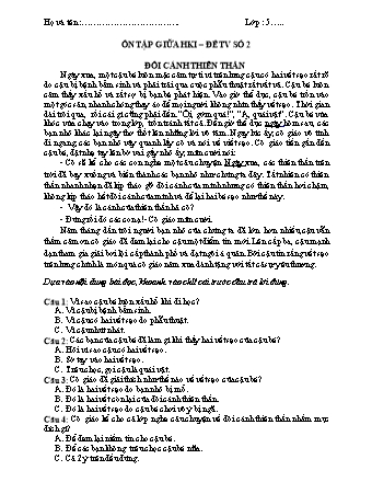 Đề ôn tập giữa học kì I môn Tiếng Việt 5 - Đề số 2 (Có đáp án)