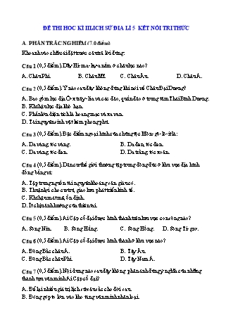 Đề thi học kì II môn Lịch sử và Địa lí 5 (Kết nối tri thức)
