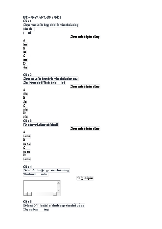 Đề Trạng nguyên Tiếng Việt Lớp 1 (Đề 5 - Có đáp án)
