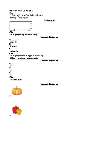 Đề Trạng nguyên Tiếng Việt Lớp 1 (Đề 6 - Có đáp án)