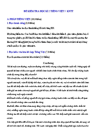 Ma trận và Đề kiểm tra học kì 2 môn Tiếng Việt 5 (Kết nối tri thức)