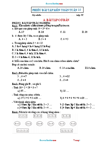 Phiếu bài tập cuối tuần học kì II môn Toán 2 (Kết nối tri thức)