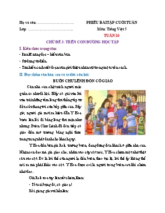 Phiếu bài tập cuối tuần môn Tiếng Việt 5 (Kết nối tri thức) - Tuần 10 (Có đáp án)