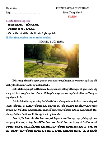 Phiếu bài tập cuối tuần môn Tiếng Việt 5 (Kết nối tri thức) - Tuần 6 (Có đáp án)