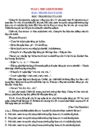 Phiếu bài tập học kì I môn Tiếng Việt 5 (Kết nối tri thức) - Tuần 1