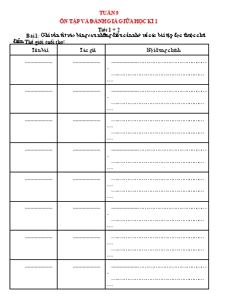 Phiếu bài tập học kì I môn Tiếng Việt 5 (Kết nối tri thức) - Tuần 9