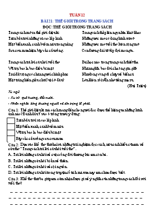 Phiếu bài tập học kì I môn Tiếng Việt 5 (Kết nối tri thức) - Tuần 12