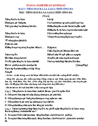 Phiếu bài tập học kì I môn Tiếng Việt 5 (Kết nối tri thức) - Tuần 14