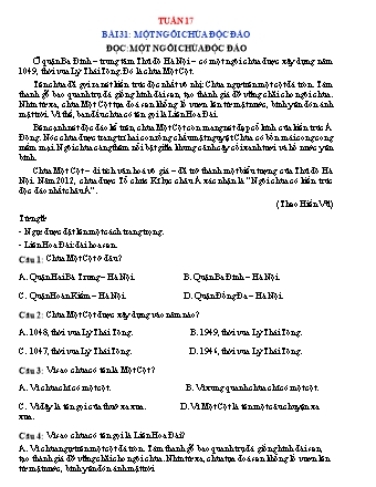 Phiếu bài tập học kì I môn Tiếng Việt 5 (Kết nối tri thức) - Tuần 17
