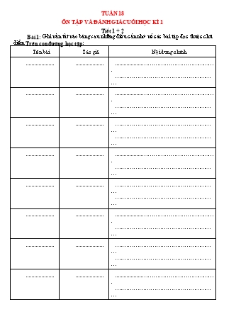 Phiếu bài tập học kì I môn Tiếng Việt 5 (Kết nối tri thức) - Tuần 18