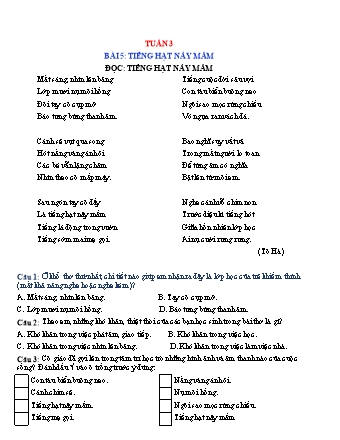 Phiếu bài tập học kì I môn Tiếng Việt 5 (Kết nối tri thức) - Tuần 3