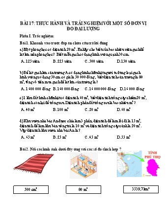 Phiếu bài tập học kì I môn Toán 5 (Kết nối tri thức) - Bài 17: Thực hành và trải nghiệm với một số đơn vị đo đại lượng