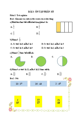 Phiếu bài tập học kì I môn Toán 5 (Kết nối tri thức) - Bài 3: Ôn tập phân số