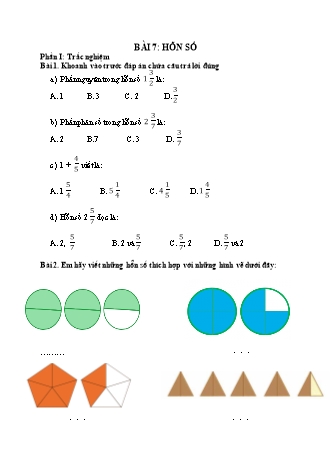 Phiếu bài tập học kì I môn Toán 5 (Kết nối tri thức) - Bài 7: Hỗn số