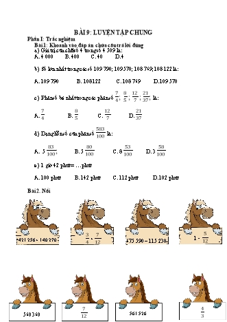 Phiếu bài tập học kì I môn Toán 5 (Kết nối tri thức) - Bài 9: Luyện tập chung