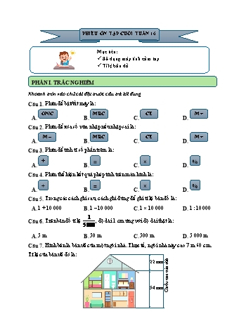 Phiếu bài tập ôn tập cuối tuần môn Toán 5 - Tuần 16 (Có đáp án)
