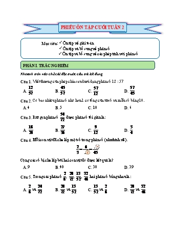 Phiếu bài tập ôn tập cuối tuần môn Toán 5 - Tuần 2 (Có đáp án)