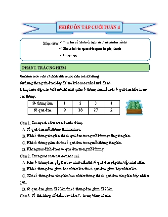 Phiếu bài tập ôn tập cuối tuần môn Toán 5 - Tuần 4 (Có đáp án)