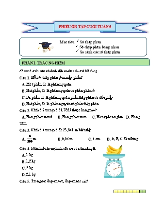 Phiếu bài tập ôn tập cuối tuần môn Toán 5 - Tuần 6 (Có đáp án)