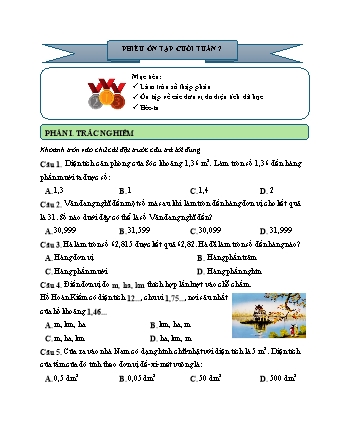 Phiếu bài tập ôn tập cuối tuần môn Toán 5 - Tuần 7 (Có đáp án)